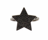 Nialaya Black CZ Star 925 Silver Womens Ring -   -  Nialaya.